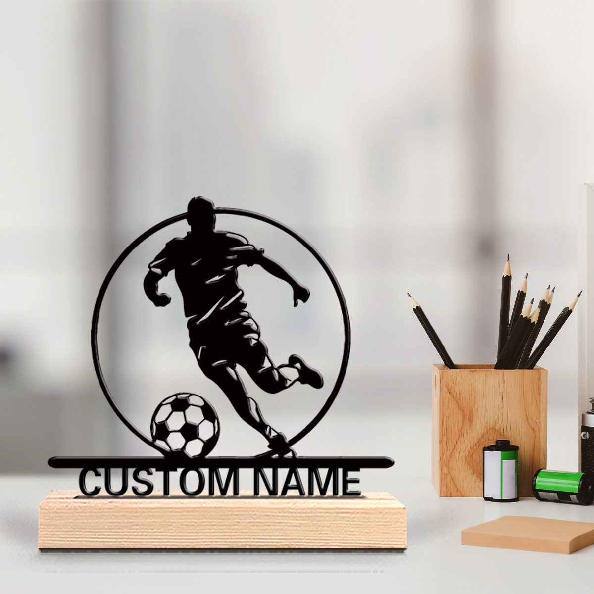 Office Furniture Direct - Custom Soccer Player Metal Statue with
