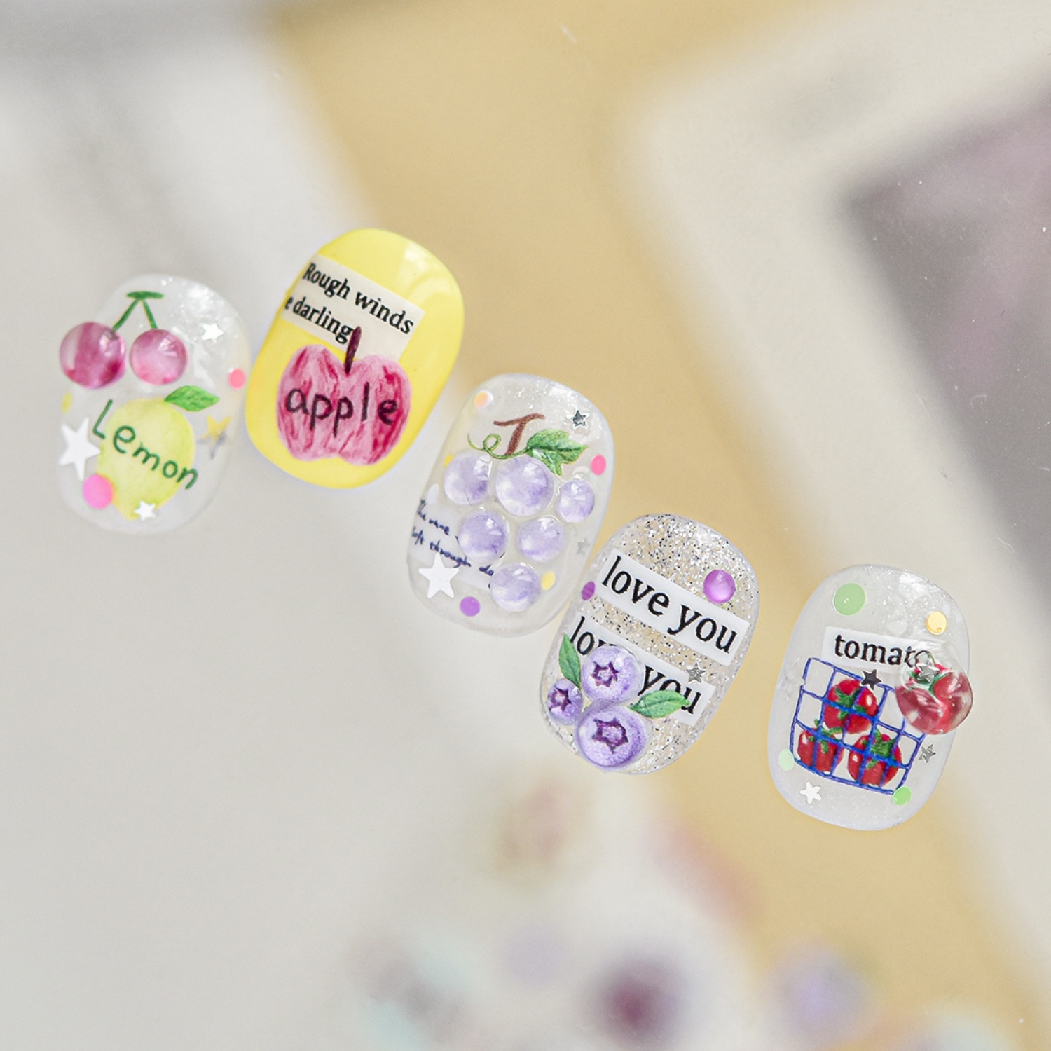 Fresh Fruit Nail Decals 5D Plu - Paper Basket Mesh 评论和价格